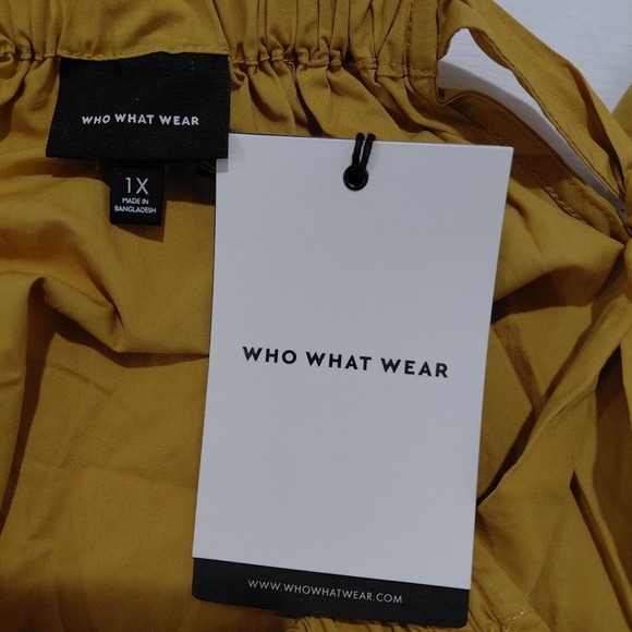 WHO WHAT WEAR Mustard Yellow Tie Neck Halter Top Blouse Size 1X - Picture 2 of 7